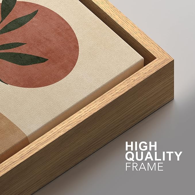 SIGNFORD Framed Canvas Print Wall Art Set Sun & Moon Mid-Century Desert Plants Abstract Shapes Illustration Modern Art Nordic Nature for Living Room, Bedroom, Office - 24"x36"x2 Natural