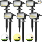 3 Colors Solar Lights Outdoor Waterproof IP65 Outdoor Solar Spot Lights for Yard 52 LEDs 600LM Solar Powered Landscape Spotlights Solar Security Wall Lights for Garden Pathway Outside- 6 Pack