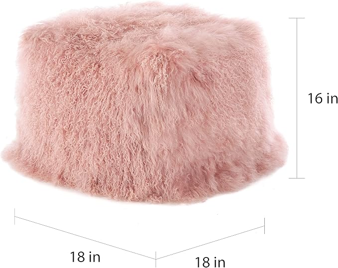 SARO LIFESTYLE Mongolian Lamb Fur Wool Pouf