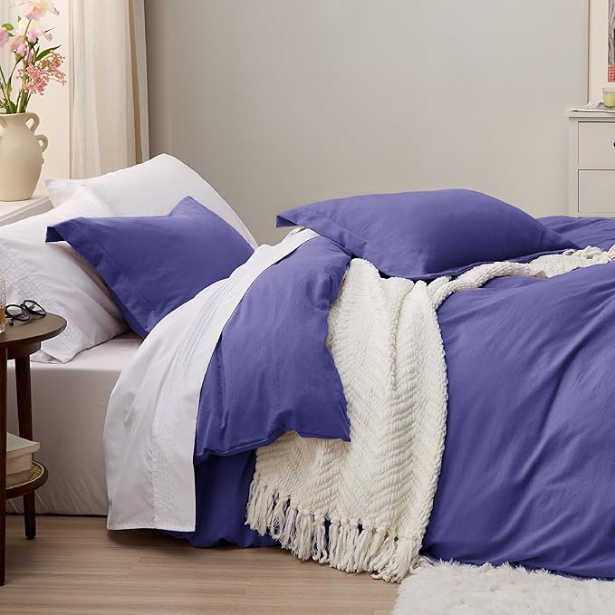 Bedsure Skipper Blue California King Duvet Cover - Prewashed Cotton-Like Extra Soft Bedding Set, Includes 1 Cal King Duvet Cover 104x98 Inches with Zipper Closure & 2 Pillow Shams, No Comforter