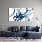 Large Canvas Wall Art Blue Abstract Pictures Wall Art for Living Room Paintings for Wall Decorations Bedroom Decor Aesthetic Framed Office Artwork Wall Decor 29×58in
