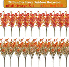 20 Bundles UV Resistant Artificial Fall Flowers Outdoor - Fake Autumn Plants for Thanksgiving Porch, Pumpkin Decor | All-Weather Faux Eucalyptus & Daisy (Fall Mix)