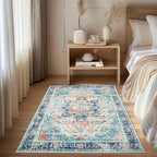 Topllen Washable Area Rug - 3'x5' Boho Bedroom Rug Indoor, Non-Slip Low-Pile Rugs for Living Room Bathroom Kitchen Front Door, Entry Throw Carpet Stain Resistance (Multi, 3x5ft)