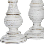 Deco 79 Mango Wood Decorative Candle Holder Turned Style Pillar Candle Stand, Set of 3 Candlestick Holder 10", 8", 6”H, White