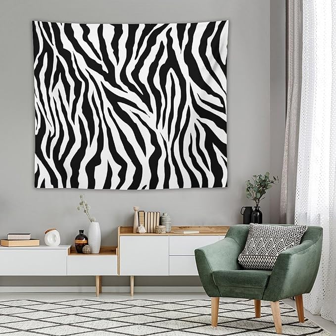 HZOHNAGO Zebra Print Tapestry Nature Wild Animals Black and White Stripe Printed Wall Tapestry Painting Wall Hanging for Bedroom Living Room Dorm 60" W x 50" H