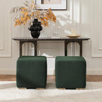 KINWELL 18.5" Wide Modern Square Boucle Upholstered Ottoman with Solid Wood Legs Set of 2, Cube Ottoman Multi-Functional Sofa Footrest, Extra Seating for Living Room, Bedroom, Fully Assembled (Green)
