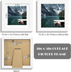5x5 Picture Frame with Real Glass - Display Pictures 4x4 with Mat or 5 x 5 without Mat, Photo Frame for Wall or Table Top Display(White, 3 Pack)