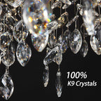 Modern Crystal Chandelier for Dining Room,Silver Tree Branch Chandeliers,Round Luxury Raindrop High Ceiling Chandelier Fixture Hanging Pendant Light Fixtures - 30 inch, 5 Year Warranty