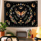 Lunerfex Boho Butterfly Tapestry Flower Moon Wall Tapestry, Moon Phases Tapestries for Bedroom Cute Tapestries Wall Hanging for Bedroom Living Room Decor Butterfly-1 44"x60"