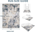 Area Rugs 6x9 Living Room: Washable Rug Modern Abstract Large Rugs Soft Non Slip Neutral Rug Stain Resistant Indoor Carpet for Bedroom Kitchen Dining Room Nursery Home Office Rugs(Black Brown,6'x9')