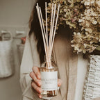 Sweet Water Decor Sandalwood Rose Reed Diffuser Set - Rose, Wood, Amber, Vanilla, & Musk Scented Diffusers - Scent Diffusers for Home, Long Lasting Fragrance, Made in The USA