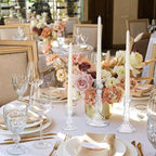 Mumufy 6 Pack Glass Taper Candle Holders Clear Candlestick Holder Fit 0.8 Inch Candles 4'' 6'' 8'' Tall Crystal Decorative Candlestick Stand Centerpiece for Table Wedding Dining Party (Spiral)