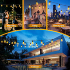 Outdoor String Lights Patio LED Light Outside - 45M 43+2 S14 LED Dimmable 150ft Porch Lighting IP65 Waterproof