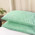 CaliTime Throw Pillow Covers Decorative 20 X 26 Inches Pack of 2 Cozy Chenille Standard Pillow Shams Cases for Couch Sofa Bed Living Room Home Grey Green