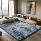 8x10 Fluffy Area Rugs for Living Room,Shag Area Rug for Bedroom,Soft Fuzzy Rug Non-Shedding Indoor Plush Carpet for Kids Bedroom Nursery Home Decor,Tie-Dyed Black