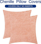 CaliTime Throw Pillow Covers Decorative 16 X 16 Inches Pack of 2 Cozy Chenille Cushion Cases for Couch Sofa Bed Living Room Home Dusty Pink