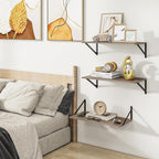 Heimlove 24" W x 12" D Wall Shelves for Books, 12 Inch Deep Floating Shelves Set of 3, Wide Floating Bookshelf with Metal Bracket for Living Room, Kitchen, Office, Bedroom and Decor Storage - Grey