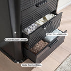 Okvnbjk 5 Drawers Dresser for Bedroom, 45" Tall Dresser with Curved Profile Design, Wood Fluted Chest of Drawer, Modern Drawer Storage Organizer for Bedroom, Living Room, Entryway, Black