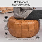 Moroccan Leather Handmade Pouf Ottoman Cover – Unstuffed Foot Stool, Boho Foot Rest for Living Room, Bedroom – Gift for Housewarming or Weddings