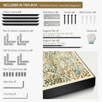 SIGNWIN 30"x60" Extra Large Framed Wall Art Vintage Botanical Floral with Golden and Teal Leaves, Elegant Nature Illustration for Home Living Room Bedroom Decor (Frame Assembly Required)