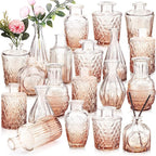 20 Pcs Glass Bud Vase Set Small Vintage Flower Vase in Bulk for Centerpieces Rustic Decorative Glass for Wedding Table Home Christmas Decoration (Pink Orange)