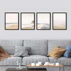 SIGNWIN Framed White Minimalist Ocean Beach Seashore Scenic Wall Art, Set of 4 Landscape Colorful Wall Decor Prints, Nature Wilderness Wall Décor for Living Room, Bedroom - 11"x14" Black