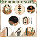 Qunclay 5 Pcs Wall Art Decor Wooden Living Room Wall Decor Bohemian Hanging Farmhouse Geometric 10'' and 8'' Aesthetic Wood Minimalist Posters for Bedroom(Sunset)