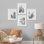 SIGNWIN Framed Black & White Saguaro Southwest Desert Tropical Cactus Wall Art, Set of 4 Floral Botanical Wall Decor Prints, Nature Wilderness Wall Décor for Living Room, Bedroom - 8"x10" White