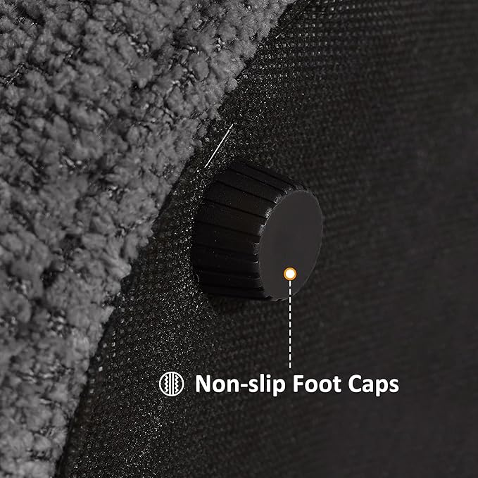 VANOMi Multi-Functional Boucle Ottoman, Vanity Stool Chair, Sturdy Wooden Footstool, Suitable for Living Room, Bedroom, and Entryway, Without Installation, Dark Grey