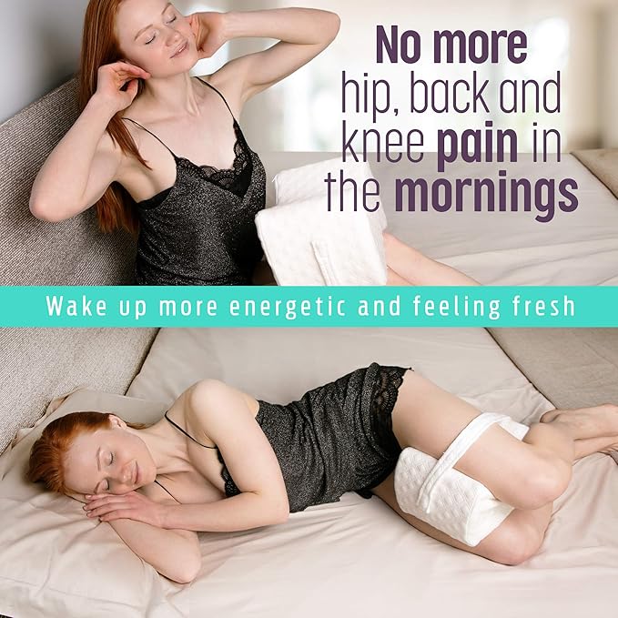 Knee Pillow for Side Sleepers -%100 Memory Foam Leg Pillow for Sleeping - Great Between Legs When Sleeping - Helps with Lower Back, Hip, Sciatica Pain, Machine Washable Soft Cover