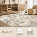 Tortania Washable 3x5 Area Rug - Modern Abstract Neutral Rugs Indoor Soft Thin Mat Non Slip Carpet for Entrance Front Door Living Room Bedroom Home Floor Decoration- Brown Grey