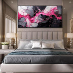 Abstract Wall Art for Living Room, Pink Canvas Wall Decor for Bedroom, Framed Picture Print, Large Size 59x29 Inches