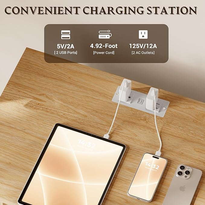 30.5" Nightstand with Charging Station, 3-Drawer Fluted Bedroom Chest, Wood Bedside Dresser with Power Outlets and USB Ports, Metal Slides, Stable Base, Modern Storage Cabinet for Small Spaces