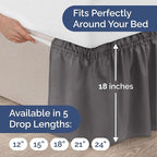 Wrap Around Dust Ruffle Bed Skirt - Dark Grey - Twin/Twin XL Size Beds with 18 Inch Drop - Elastic Strap - Adjustable Pleated Bedskirt with Brushed Fabric and Wrinkle Free - Women, Men, Kids & Teens