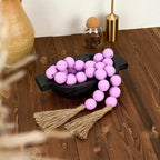 OMISHE 60" Long Large Wood Bead Garland with 1.6" Diameter Wooden Beads and Tassels, Rustic Farmhouse Country Wood Beads Garland for Home Tiered Tray Decor, Decorative Beads with Tassels Purple