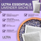 Lavender Sachet for Dryer, Naturally Scented Luggage Sachets, Closet & Drawer Fragrance, Freshens Laundry, Shoes, Gym Bags, Cars & Sweater Storage w/Premium Extra Flowers, Grown in USA (6 Pack)