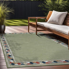 Beverly Rug Outdoor Rug 10x14 Modern Bordered Large Area Rugs for Indoor and Outdoor Patio Easy to Clean Non Shedding Living Room Porch Garden Washable Outside Carpet (10 x 14 Green)
