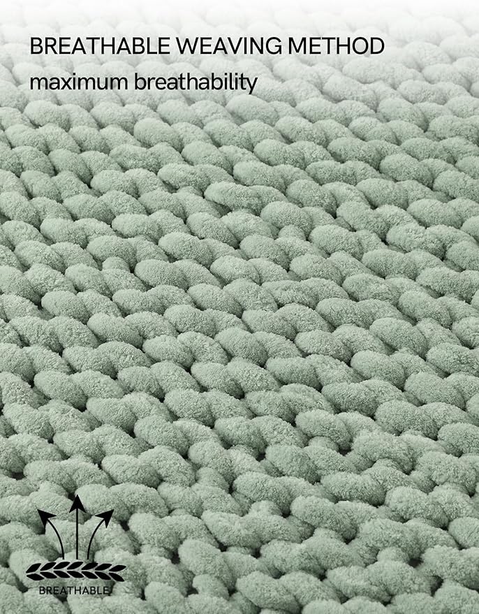 YnM Chunky Throw Blanket, Medium-Weight, Hand Knitted with Chenille Yarn, Skin Friendly, Ventilated and Breathable, Machine Washable, Home Décor Piece for Couch, Sofa and Bed (Sage Green, 50x60 Inch)