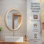 OVALCREST - Oval Wooden Beveled Wall Mirror for Home Decor, Bathroom, Vanity, Bedroom, Living Room, Hallway - London Style (Gold Paint) 23.1 x 29.1