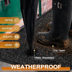 Mibao Front Door Mat, Dirt Trapper Welcome Mat for Outdoor Indoor, Non-Slip Waterproof Doormat, Durable Machine Washable Low Profile Entry Rug for Back Door Outside Patio Porch, 72" x 24", Black