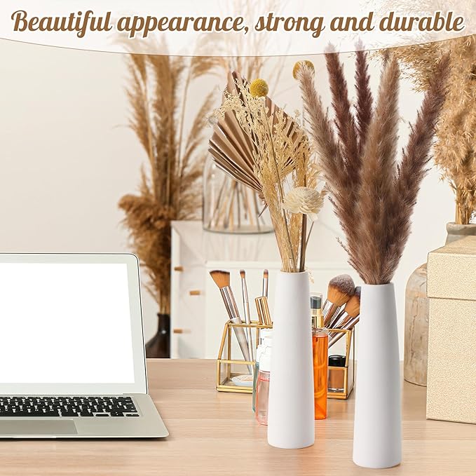 6 Pieces White Ceramic Vases for Home Decor 7.09 inch Tall Vases for Centerpieces Modern Floral for Wedding Party Event Home Office Decoration(Modern)