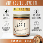 Apple Cinnamon Candles, Cinnamon Apple Candle - 'Apple Cinnamon' Infused w/Essential Oils I Scented Strong Soy Candles for Home for Christmas/Fall I Apple Pie Candle I 50Hr Burn, Made in USA