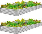 Land Guard 12×4×1ft Galvanized Raised Garden Bed Kit for Vegetables 2 Pack, Galvanized Super Large Metal Planter Raised Garden Boxes Outdoor