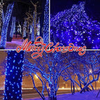 300LIGHTS(2*150L) Blue Extra-Bright with End Connectors Christmas Decorative Lights 19.44m UL Certified Mini String Light Set Waterproof for Home Garden Holiday Tree Party Patio Decor Wedding
