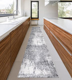 Keen Home Design Area Rugs - 2x16 Non-Shedding, Abstract Rugs for Kitchen, Living Room, Bedroom, Dining Room, Entryway - Size: 2'8" x 16', Abstract Cream/Grey