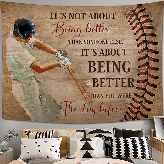 yowecso Baseball Tapestry Sport Theme Tapestry Wall Hanging for Bedroom Baseball Tapestries Aesthetic Wall Decor for Home Dorm Living Room 50"x60"