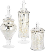 MyGift Set of 3 Silver Mercury Glass Apothecary Jars, Weddings Centerpiece Candy Buffet