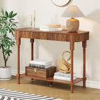 43.3” Console Table with 2 Drawers, Modern Entryway Table with Fluted Panel & Storage Shelf, Narrow Wood Behind Couch Sofa Table for Living Room, Foyer, Hallway(Walnut)