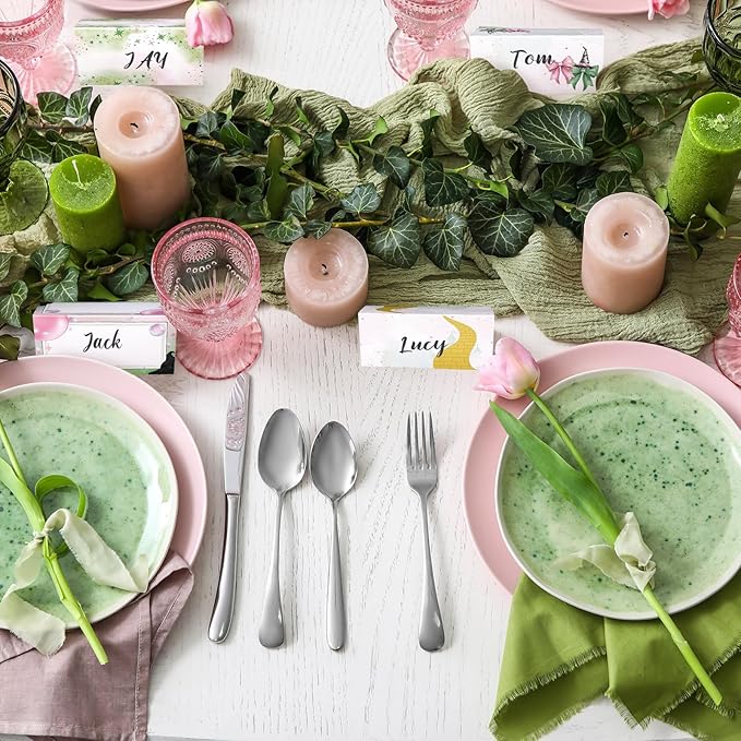 Tellingyou 48 Pcs Pink and Green Party Decorations Place Setting Cards Name Tent Cards for Table Setting Witch Party Table Decor for Sorcery-themed Book Clubs Witch Invitation Bingo Game.