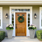 20" Resin Tall Planters for Outdoor Plants, Set of 2 Vintage Gray Large Flower Pots with Handmade Fluted Texture, Heavy-Duty and Weather-Resistant for Year Round Indoor Outdoor use